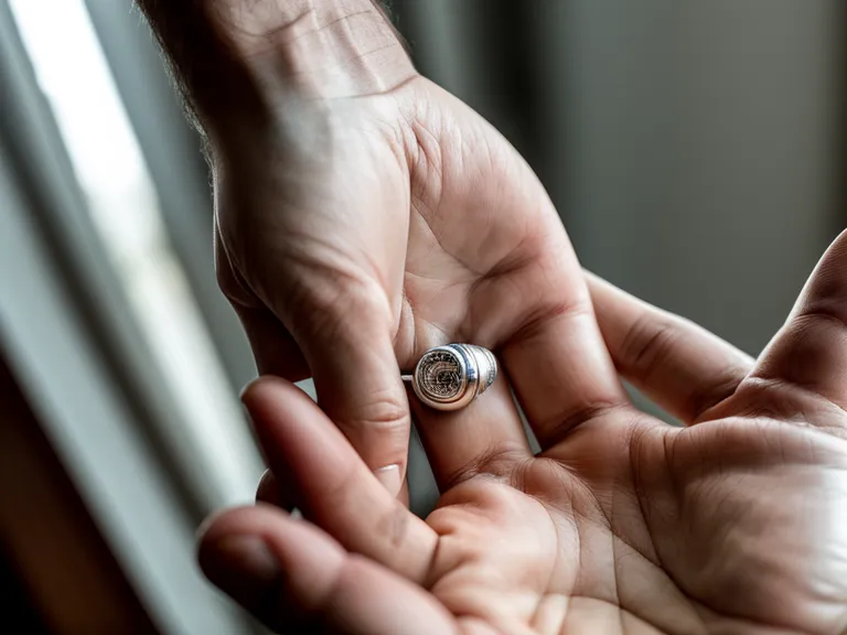 A close-up of a hand peeling a brown tab off a hearing aid battery during a daily hearing health routine